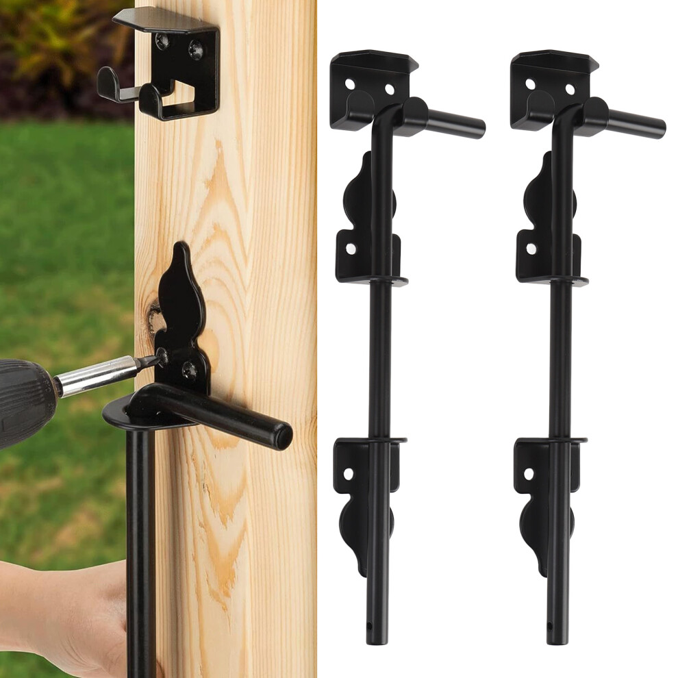 Secure 12 Inch Carbon Steel Double Cane Bolt Gate Lock Heavy Duty Ground Latch 8731359020860