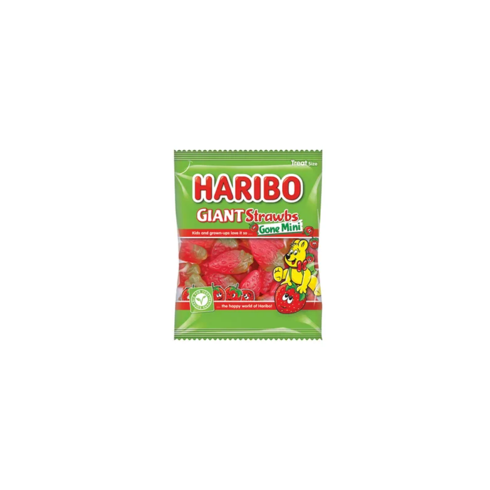 Haribo Strawbs Gone Mini Bags 16G (Pack Of 100)