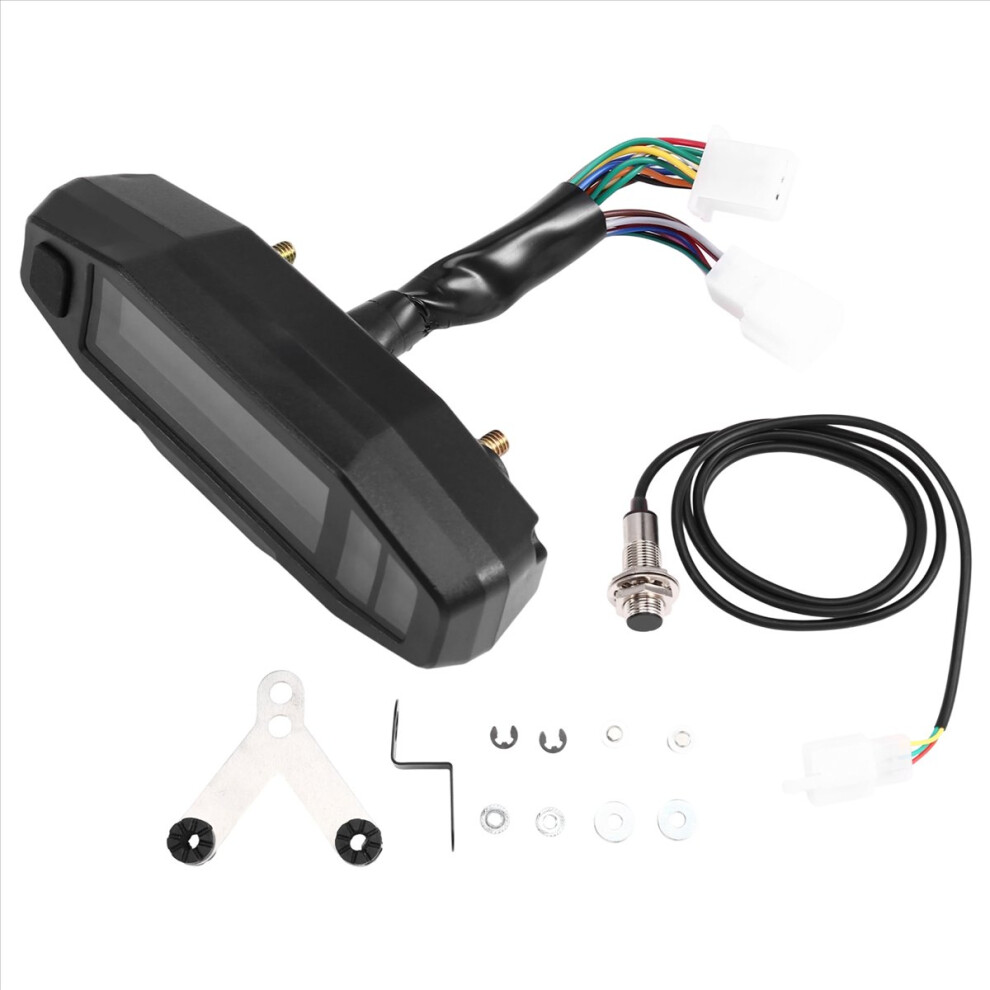 Motorcycle Modified Universal LCD Speedometer Tachometer + Induction Wire Magnet Instrument Large Bracket-image-OPC-PMTB8D2-NEW