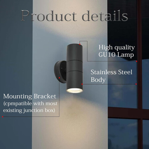 GU10 Wall Light Outdoor Up Down Stainless Steel 2