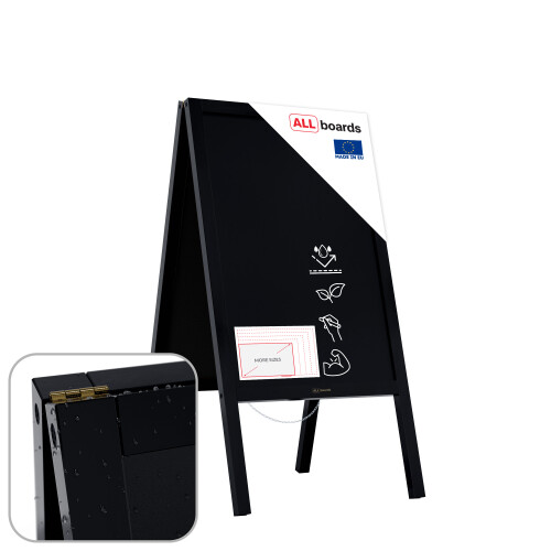 118x61 cm waterproof pavement sign with varnished black frame