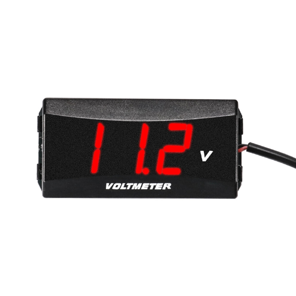 Motorcycle Mini LED Digital Voltmeter Monitor Panel Meter Volt Voltage Tester Reverse Connection Protection 12V-80V Red-image-OPC-PMTC66N-NEW