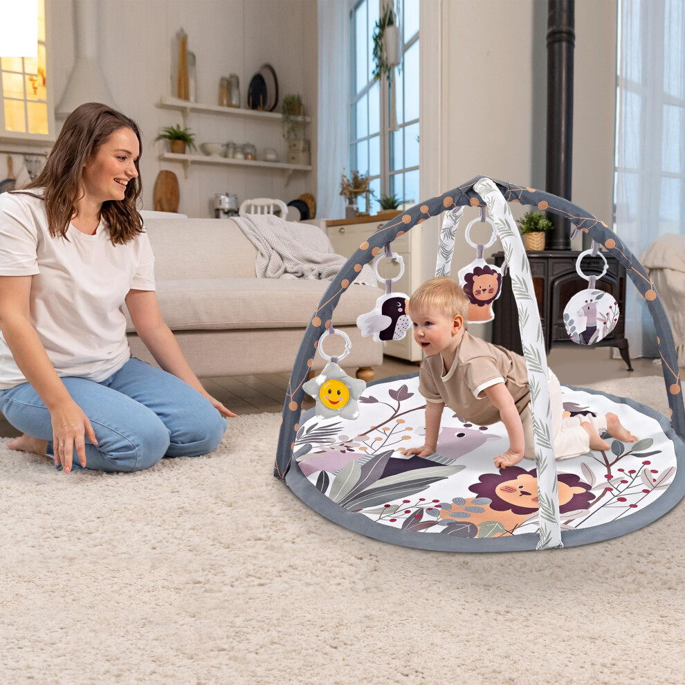Foldable Baby Play Mat And Activity Gym With Music (Grey) Grey Alivio