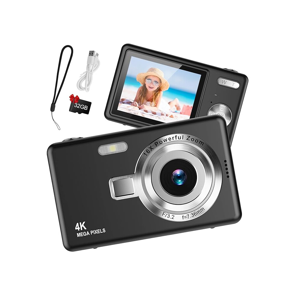 Digital Camera 1080P Fhd 44Mp With 2.4" Lcd Screen,16X Digital Zoom, Compact Portable Vlogging Camera With 32Gb Sd Card 1234569879091