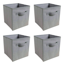 (Light grey) 4X Foldable Storage Collapsible Box Home Clothes
