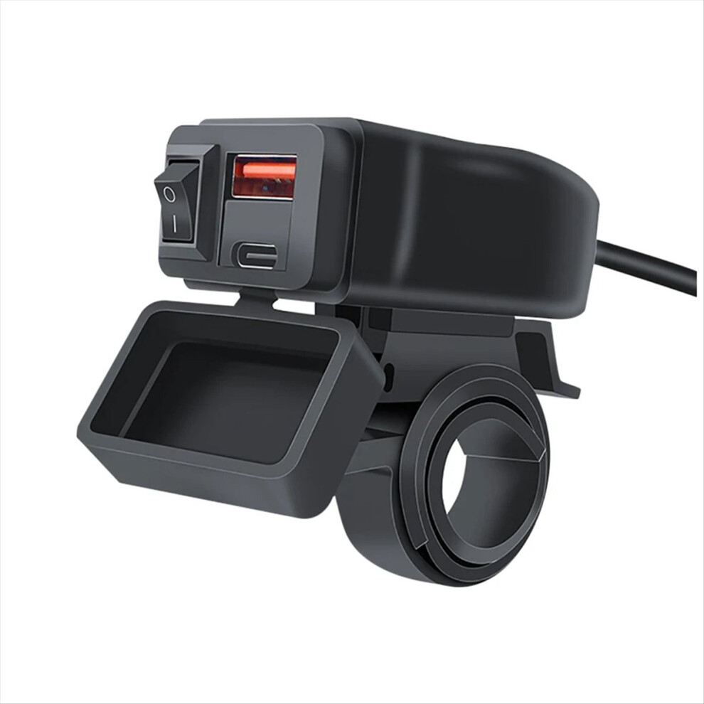 Universal Motorcycle USB+Type-C Charger QC3.0 Handlebar Fast Charging Waterproof Socket Adapter-image-OPC-PMTDKCM-NEW