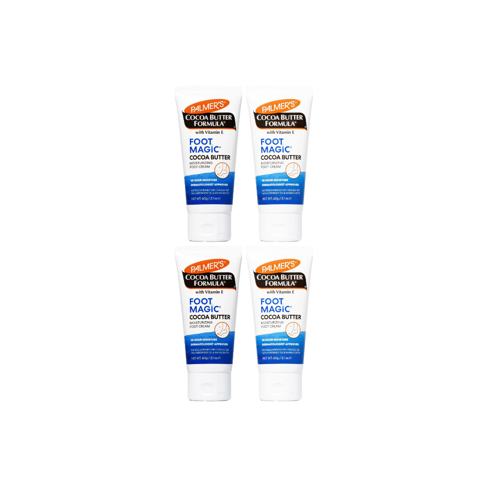 Palmer's Cocoa Butter Foot Cream, Vitamin E, Moisturizes, Softens, Soothes, Dry Skin, Scars - 60g (Pack of 4)