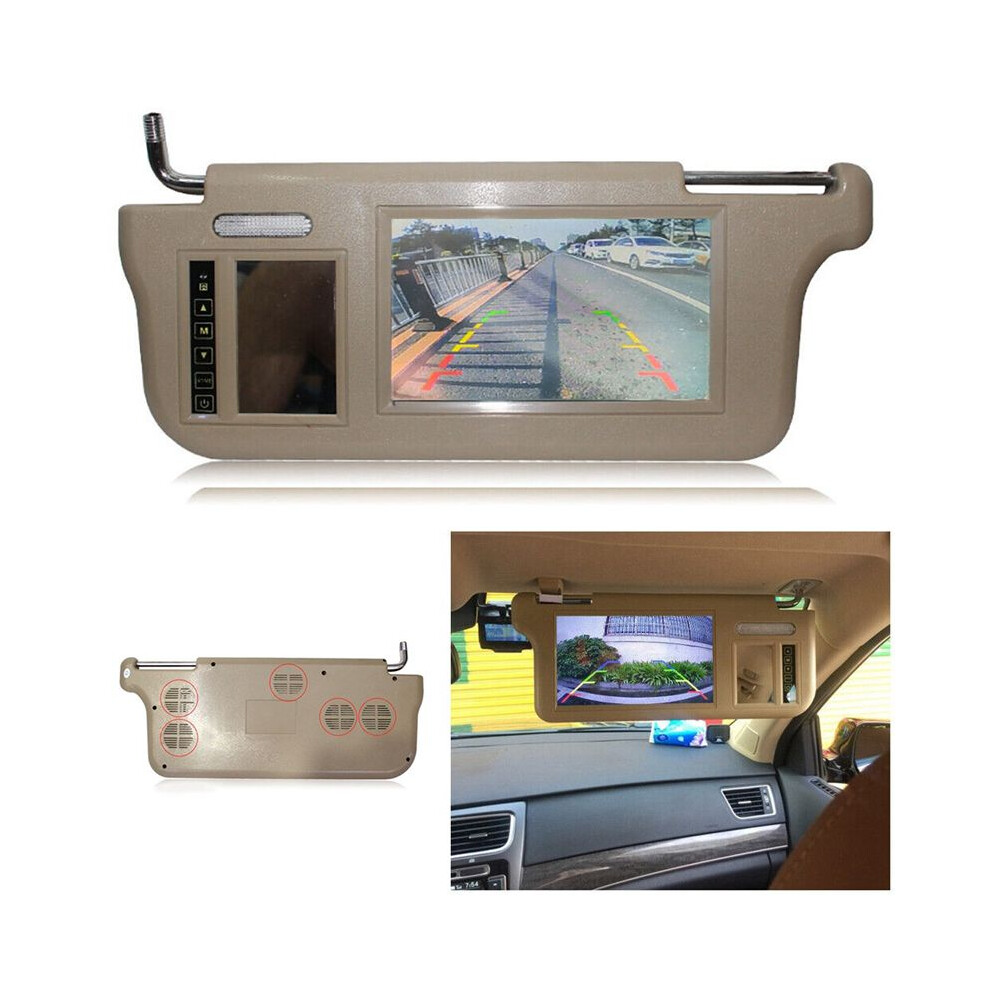 7Inch Beige Car Left Sun Visor Rear View Mirror Screen LCD Monitor 2 Channel Video-image-OPC-PMTFK82-NEW