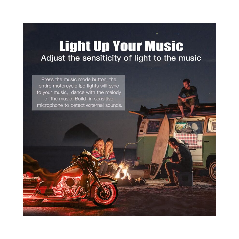 Brecantia Light 8Pcs Motorcycle Underglow Led Kit, App Control Multicolor Kit Rgb Strips Waterproof