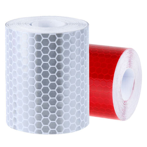2 pcs 50mm  3 meter Adhesive Tape Warning Reflector Security Marking White and Red 2