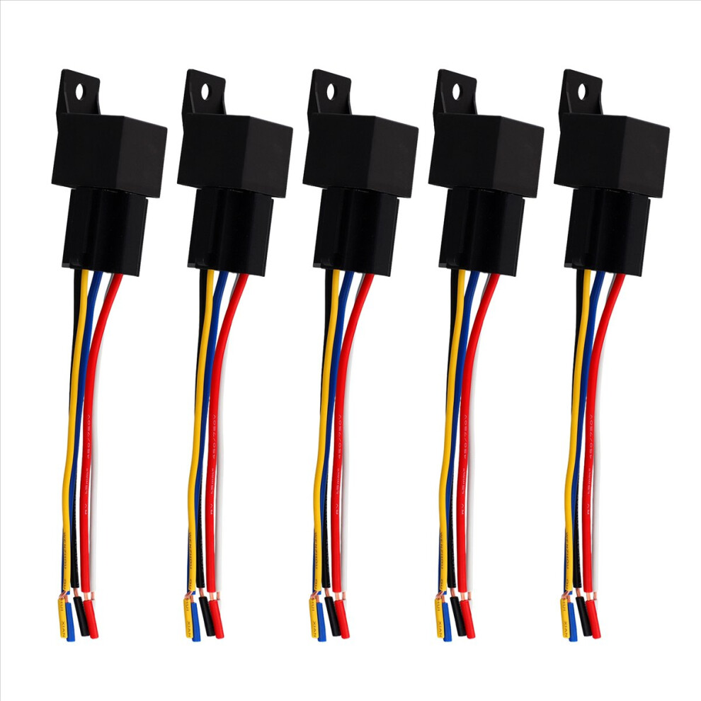 5Pcs 12V/30A Copper Automotive Marine Relay & 5 Wire Harness Socket 4853145100601