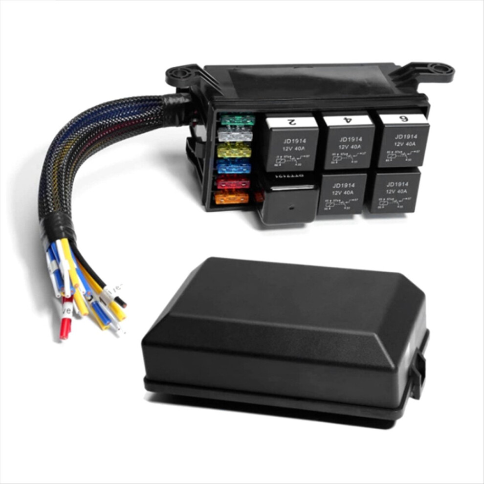 12V Automobile Fuse And Relay Box With Pre-Wiring 6-Way Modification Module Automotive Marine Use 4853145124034