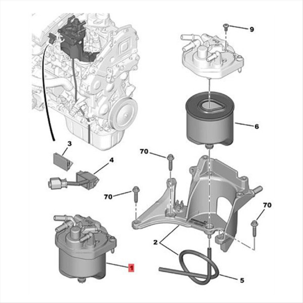 Filter Housing 9809757980 9672320980 For 207 208 3008 5008 Berlingo C3 C4 C5 2008-2015 4853145124607