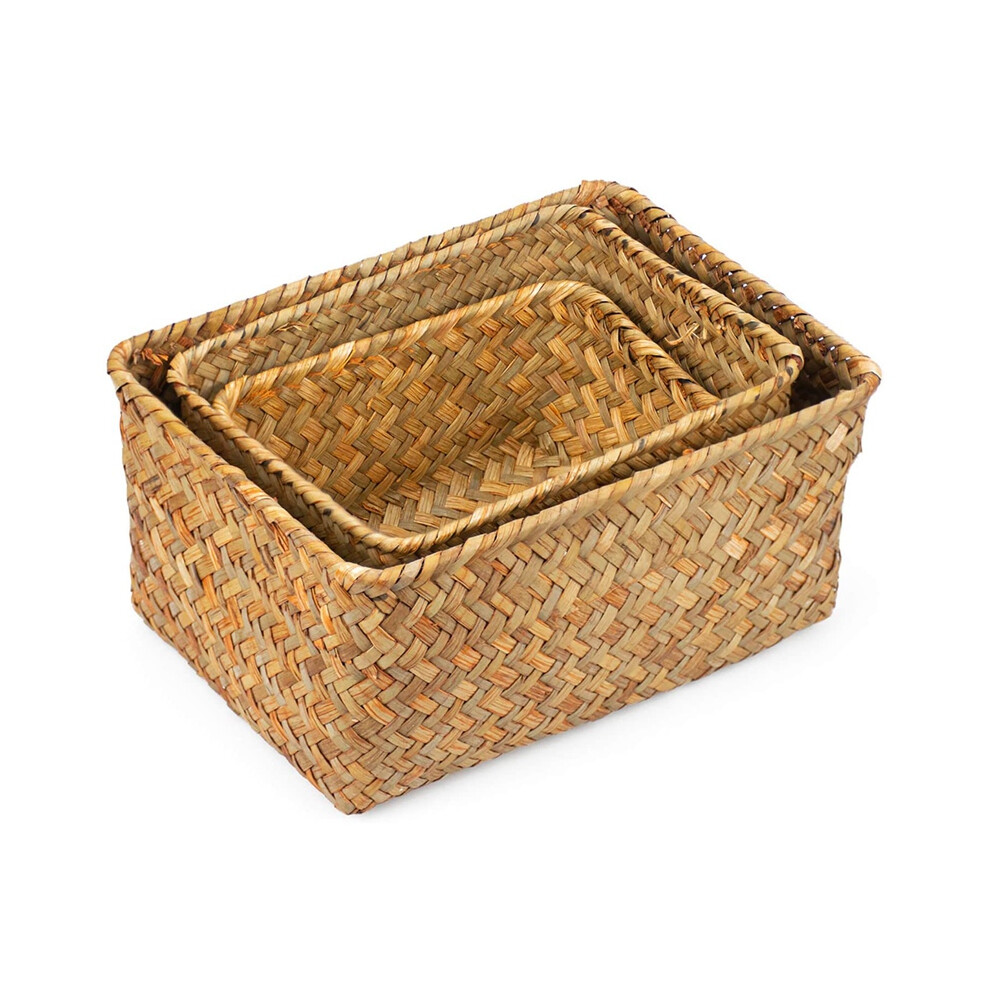 Seagrass Storage Basket, Multisize Handmade Rattan Shelf Baskets & Home Bins For Decoration Brecantia