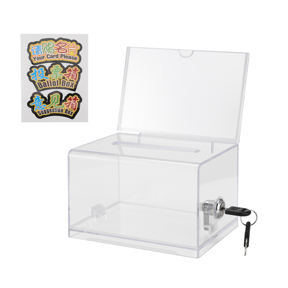 1 Pack Acrylic Donation Box With Lock, Clear Ballot Sign Holder, Suggestion For Fundraising 4853571798595