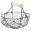 Wooden Handle Metal Retro Basket Portable Multi-Function Vegetable Fruit Egg Groceries Practical Storage Organizer Black 2