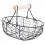 Wooden Handle Metal Retro Basket Portable Multi-Function Vegetable Fruit Egg Groceries Practical Storage Organizer Black 4