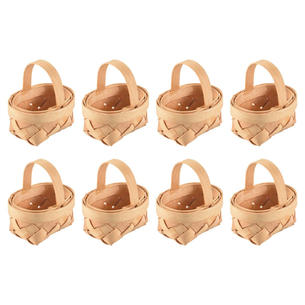 Brecantia 8Pcs Mini Woven Baskets With Handles For Party Favors Crafts Decor Photo Prop