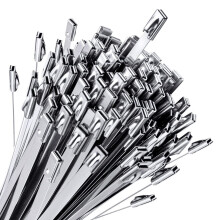 100Pcs Chain Link Fence Ties,Multi-Purpose Self-Locking Stainless Steel Zip Ties for Outdoor Garden Farm Pet Cages