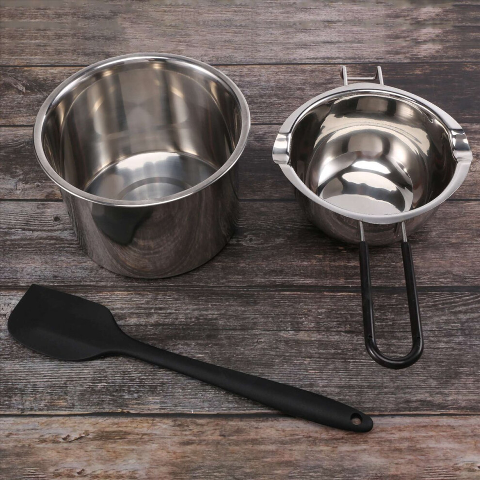 Brecantia Double Boiler Pot Set Stainless Steel Melting With Silicone Spatula For Chocolate,Soap,Wax,Candle Making