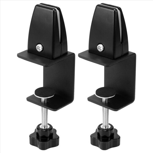2 Pcs Office Desk Divider Clamp Privacy Screen Clip Holder Bracket Baffle Partition for Table -Black 2