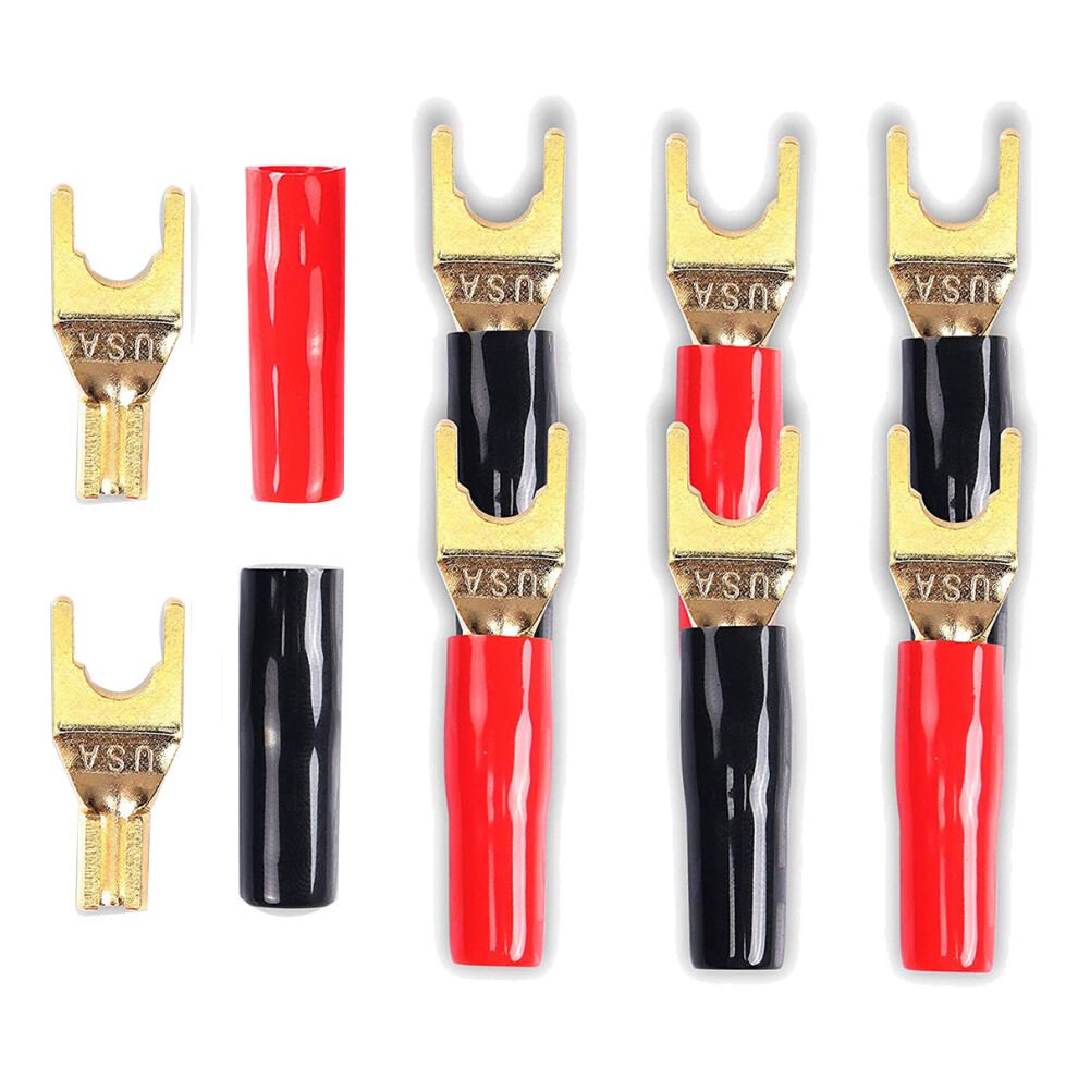 Y Plug Spade Connector For Speaker Wire,8 Pcs 45 Degree Gold Plated U Fork 4853571710641