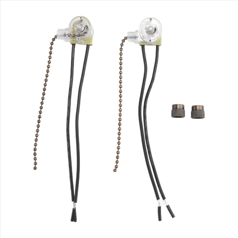 Ceiling Fan Light Switch Ze-109 Two-Wire With Pull Cords For Fans Lamps 2Pcs Bronze 4853571719187