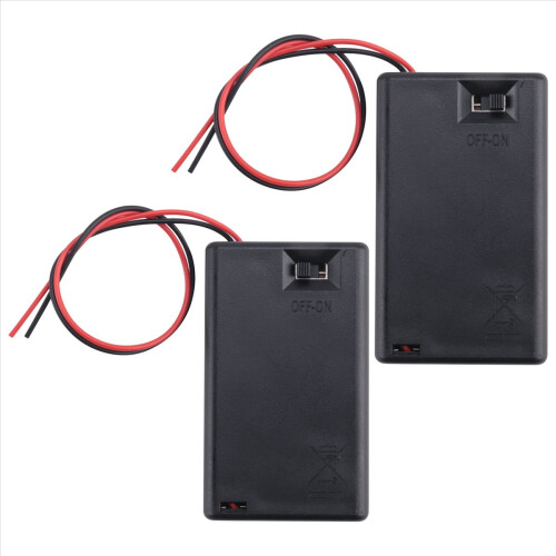 2 Pcs 3 x AAA 4.5V Battery Holder Case Box Wired ON/OFF Switch w Cover 1