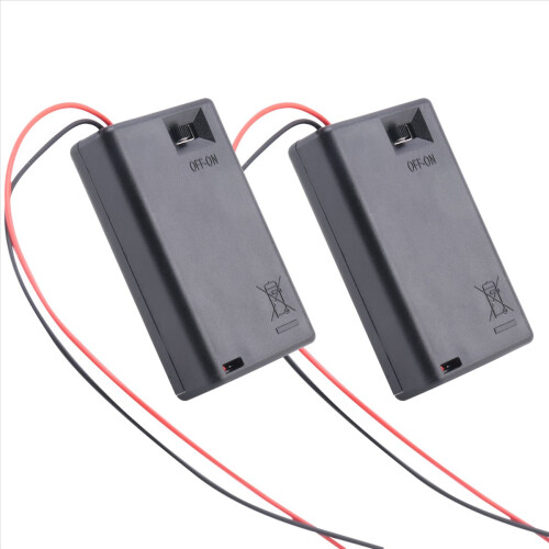 2 Pcs 3 x AAA 4.5V Battery Holder Case Box Wired ON/OFF Switch w Cover 2