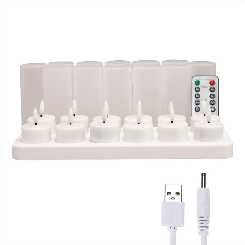 Flameless Candles with Remote Control Timer & Charging Base, 12pcs USB Rechargeable Battery LED Tea Lights 1