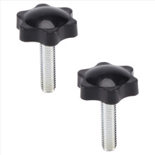 2 Pcs M8 x 30mm Male Thread 32mm Star Head Clamping Knob Black