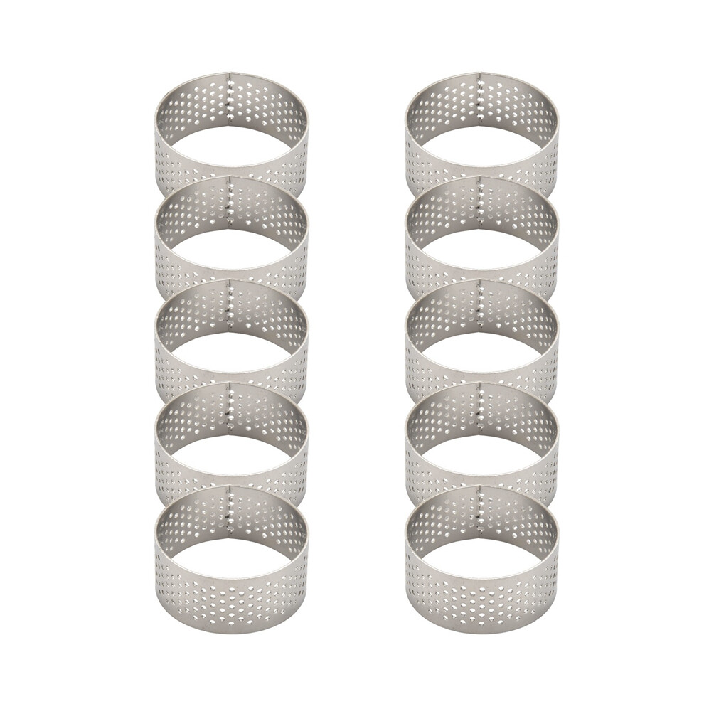10Pcs 4.5Cm Round Stainless Perforated Seamless Tart Ring Quiche Pan Pie With Hole Shell Brecantia