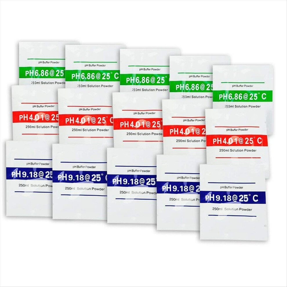 Brecantia 15 Pack Ph Meter Buffer Solution Powder 6.86/4.00/9.18, Calibration Packets For Precise
