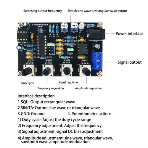 ICL8038 Function Signal Generator Module Sine Square Triangle Generators DIY Welding Practice Kit Without Case 2
