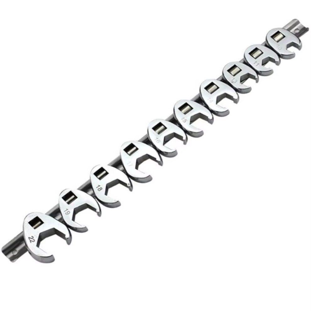 10Pcs 3/8Inch Drive Crowfoot Wrench 10 to 22mm Metric SAE Imperial Chrome Plated Foot Open End Spanner-image-OPC-PMTH7NN-NEW