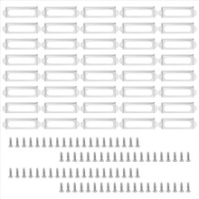 40 set Office Library File Drawer Cabinet Card Tag Label Holder Metal Frame (Silver Tone)
