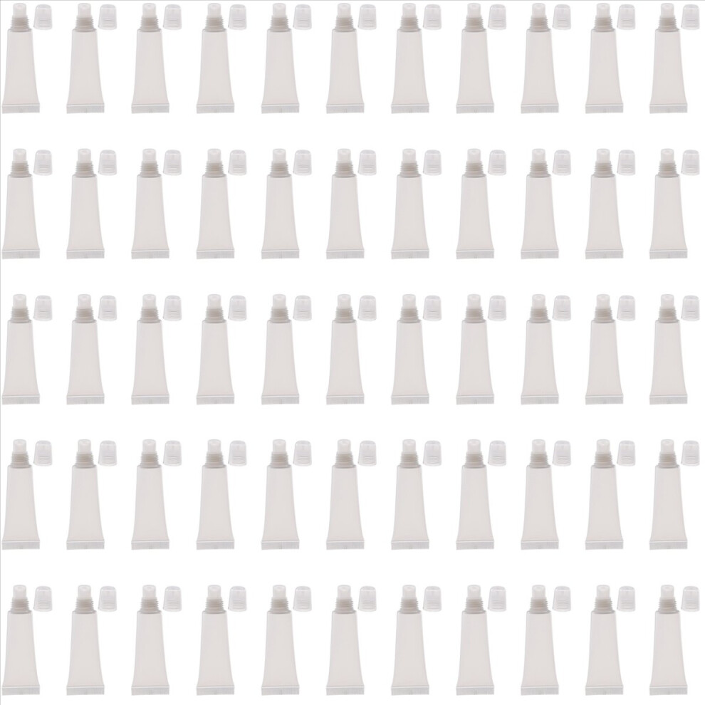 Brecantia 50 Pack 10Ml Lip Gloss Tubes Empty Lotion Refill Soft Squeeze For Diy Travel Distribution Bottle