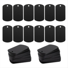 100Pcs Metal Stamping Blanks Black for Stamping, Engraving Aluminum Keychain Blank Dog Tag