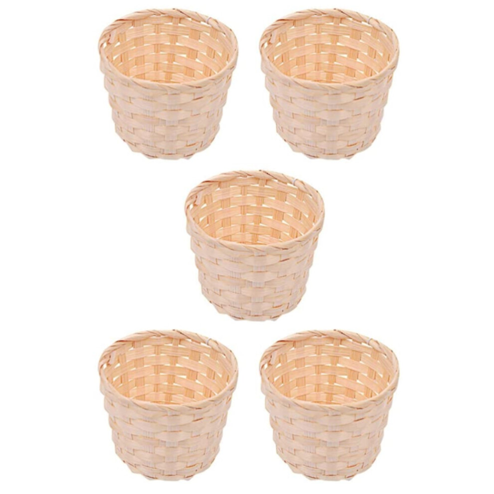 Brecantia 5Pcs Mini Woven Baskets Without Handles For Party Favors Crafts Decor Suitable Various Occasions(7.5X6cm)