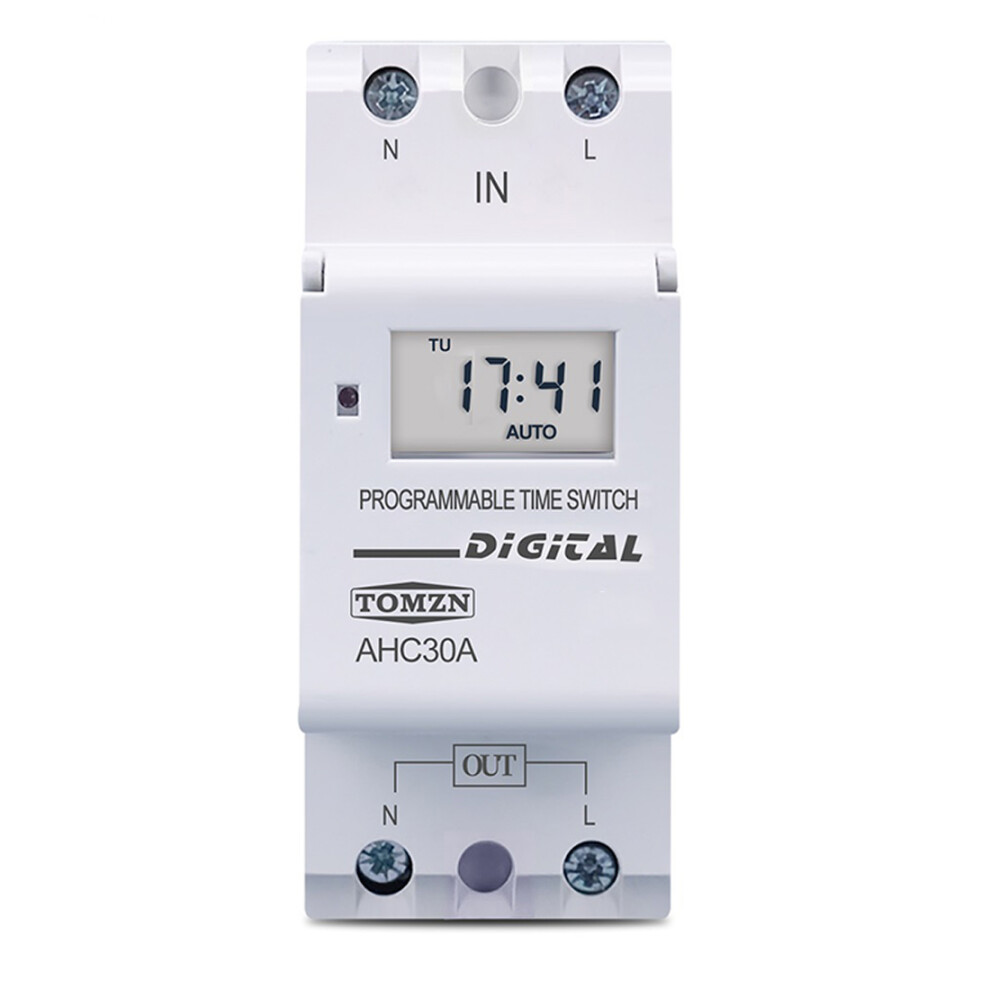 Din Rail 2 Wire Weekly Programmable Digital Time Switch Relay Timer Control Time Ac 220V 30A 4853571740372