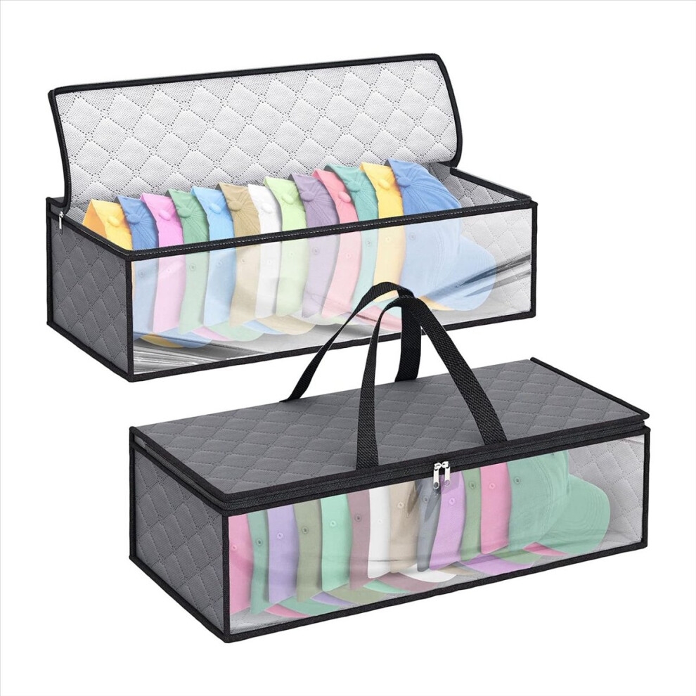 Brecantia 2 Pack Hat Storage Bag For Baseball, Caps Organizer Case Holder Rack With Carry Handles Closet Moisture