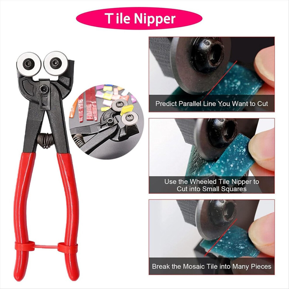 Glass Cutting Tool Set Kit, Wheeled Tile Nippers Running Pliers Breaking Oil Feed Cutter 4853571745506