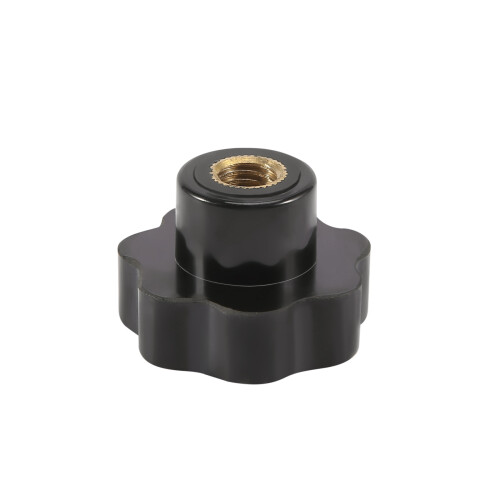 M10 10mm Dia Thread Black Plastic Star Head Clamping Knob Grip 1
