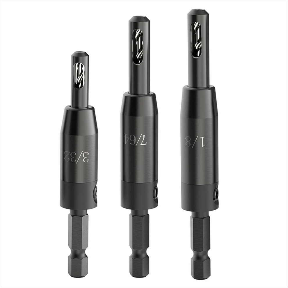 Photos - Bits / Sockets Self Centering Drill Bit Set, for 1/4 in Hex Shank Drill, Countersink Bits Wood and Hole 3/32in, 7/64in, 1/8in