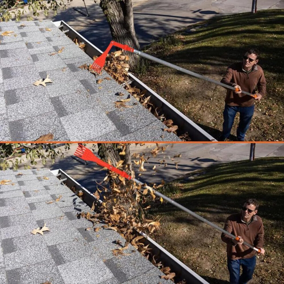 Brecantia Gutter Cleaning Tools, Mini Rake, Rotatable Handle, Tools From The Ground, Great For Roofs, Gutters