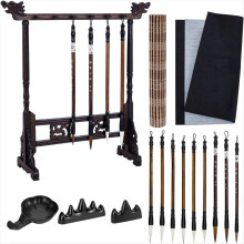 15Pcs Chinese Calligraphy Brushes Set for Watercolor Art with Roll-Up Brush Holder Tray Containers Water Writing Cloth