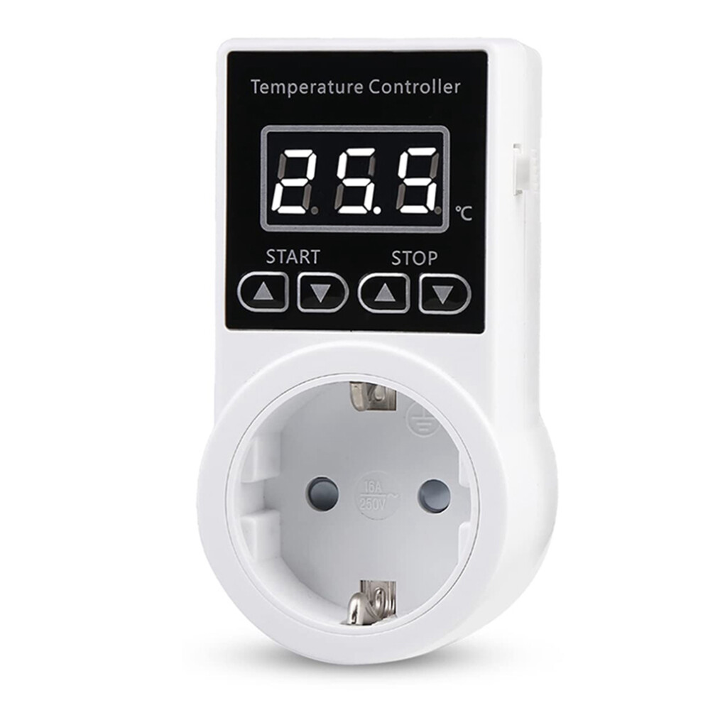 1Pcs Thermostat Socket With Sensor, Digital Temperature Controller Socket, Waterproof Switch Eu Plug 4853571762374