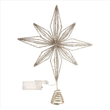 Christmas Tree Toppers Star LED Lamp Home Decorations for Ornaments Eight-Pointed Light,Champagne Gold