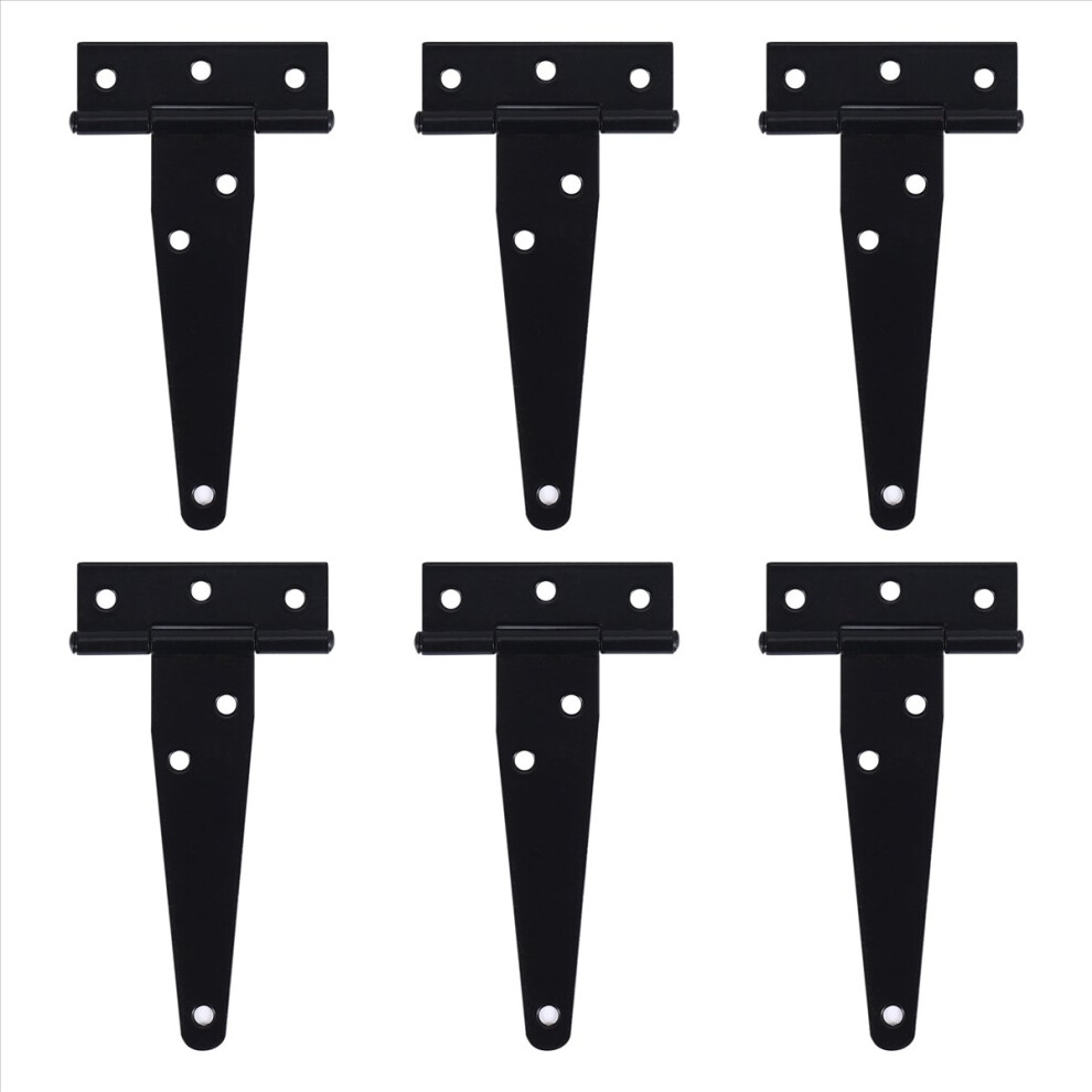 6 Pcs 4 Inch T-Strap Hinges Rustic Gate Strap Hinge Rustproof Door Black For Fence And Barn Gates 4853571769915