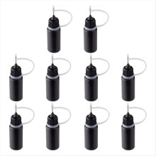 10Pcs Tip Applicator Bottles Black Metal Needle Plastic Bottle 10ML
